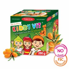 Terezia uztura bagātinātājs bērniem KIDDY VIT bumbieru (multivitamīnu želejas figūriņas ar smiltsērkšķiem), 70gb.